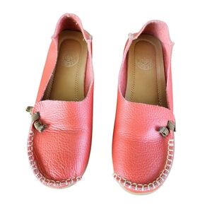 [37] Coral Leather Artisan Loafers Size EU 37 Moccasin Style